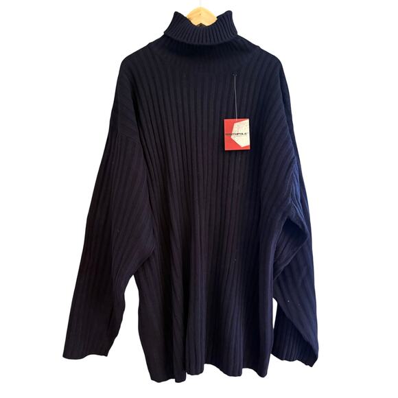NWT Southpole 3XL Navy Blue Ribbed Turtleneck Sweater Oversized Tek-Spec Korea - Picture 1 of 11